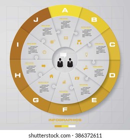 Infographic design template and business concept with 10 options. Connect via jigzaw puzzle. Can be used for work flow layout, diagram, number options, web design.