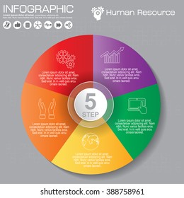Infographic design template and business concept with 5 options, parts, steps or processes. Can be used for workflow layout, diagram, number options, web design.
