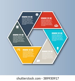 Infographic design template and business concept with 6 options, parts, steps or processes. EPS 10.