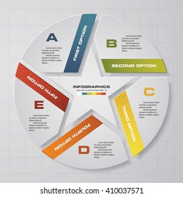 Infographic design template and business concept with 5 options, parts, steps or processes. Can be used for work flow layout, diagram, number options, web design.