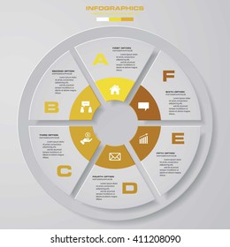 Infographic design template and business concept with 6 options, parts, steps or processes. Can be used for work flow layout, diagram, number options, web design.