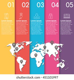 Infographic design template, Business concept with 5 options, parts, steps or processes. Can be used for workflow layout, diagram, number options, web design.