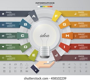 Infographic design template with business concept 10 options and set of icons.  EPS10.