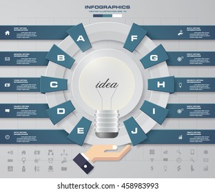 Infographic design template with business concept 10 options and set of icons.  EPS10.