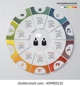 Infographic design template and business concept with 10 options, parts, steps or processes. Can be used for work flow layout, diagram, number options, web design.