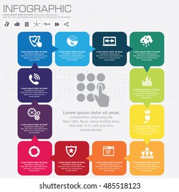 Infographic design template and business concept with 12 options, parts, steps or processes. Can be used for workflow layout, diagram, number options, web design.