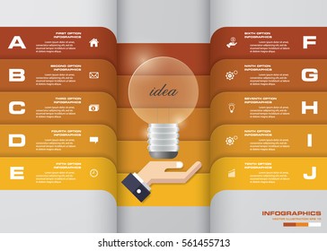 Infographic design template with business concept 10 options and set of icons. EPS10.