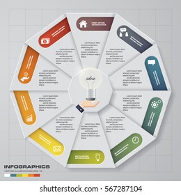 Infographic design template with business concept 10 options and set of icons. EPS10.