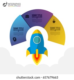 infographic design template. Business concept with rocket. Vector illustration