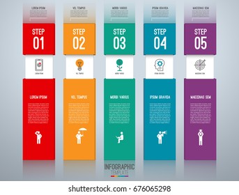 Infographic design template. Business concept with 5 steps, parts, options. Can be used for workflow layout, diagram, number options, web design. Vector illustration