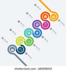 Infographic design template and business concept with 10 options, parts, steps or processes. Can be used for work flow layout, diagram, number options, web design.
