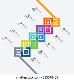 Infographic design template and business concept with 10 options, parts, steps or processes. Can be used for work flow layout, diagram, number options, web design.