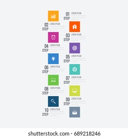 Infographic design template and business concept with 10 options, parts, steps or processes. Can be used for work flow layout, diagram, number options, web design.