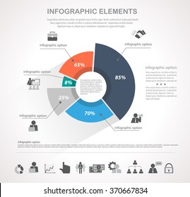 Infographic design template and business icons set. Template for diagram, graph, chart, flyer, presentation, print and website . Business and finance concept options, parts, steps  data visualization.