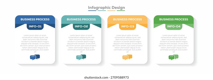 Infografik-Entwurfsvorlage. Business Infografik mit Notizpapier-Design-Vektor. Zeitleistenkonzept mit 4 Schritten oder Option. kann für Ihr Design verwendet werden.