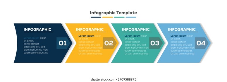 Plantilla de diseño de infografía. Infografía de negocios con Vector de diseño de papel de notas. concepto de línea de tiempo con 4 pasos u opción. se puede utilizar para su diseño.