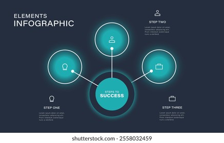 Infographic design template. Business planning, marketing, banner, strategy and presentation. 3 steps or options