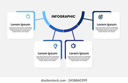 Infographic design template. Business infographic timeline design with 4 options or steps. Business concept for workflow, diagram, presentation. Vector illustration