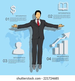 Infographic design template. Businessman, vector illustration.
