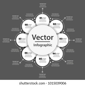 Infographic design template can be used for workflow layout, diagram, number options, web design. Infographic business concept with 8 options, parts, steps or processes. Vector eps 10