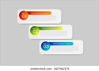 Infographic design template can be used for presentation, banner, graphic, business flow and diagram. infographic business with 3 option, parts, step for process. Abstract background.
