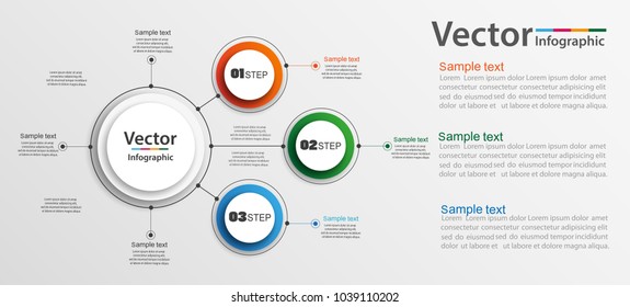 Infographic design template can be used for workflow layout, diagram, number options, web design. Infographic business concept with 3 options, parts, steps or processes. Vector eps 10