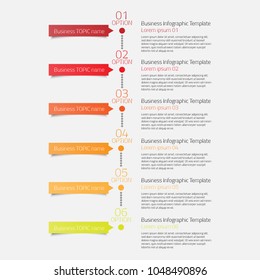 Infographic design template can be used for presentation, banner, graphic, business flow and diagram. Modern flat Timeline template with 6 option, parts, step for process. Abstract template.