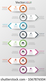 Infographic design template can be used for workflow layout, diagram, number options, web design. Infographic business concept with 8 options, parts, steps or processes. Vector eps 10