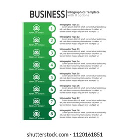 Infographic design template can be used for workflow layout, diagram, number options, web design. Infographic business concept with 8 options, parts, steps or processes. Abstract background.