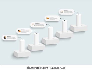 Infographic design template can be used for workflow layout, diagram, number options, web design. Infographic business concept with options, parts, steps or processes. Abstract background.