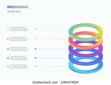 Infographic design template can be used for workflow layout, diagram, number options, web design. Infographic business concept with 5 options, parts, steps or processes. Abstract background.