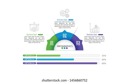 Infographic design template can be used for workflow layout, diagram, number options, web design. Infographic business concept with 3 option, parts, steps or processes. Abstract background.