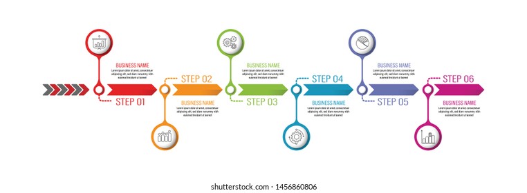 La plantilla de diseño gráfico puede utilizarse para diseño de flujo de trabajo, diagrama, opciones de número, diseño web. Concepto de negocio infográfico con 6 opciones, piezas, pasos o procesos. Antecedentes abstractos.