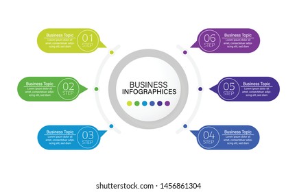 Infographic design template can be used for workflow layout, diagram, number options, web design. Infographic business concept with 6 option, parts, steps or processes. Abstract background.