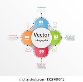 Infographic design template can be used for workflow layout, diagram, number options, web design. Infographic business concept with 4 options, parts, steps or processes. Vector eps 10