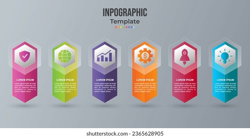 Infographic design template can be used for workflow layout, diagram, number options, web design. Infographic business concept with 6 options, parts, steps or processes. Abstract background.