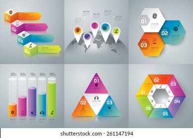 Infographic design template can be used for workflow layout, diagram, number options, web design. Business concept with 3, 4, 6 options, parts, steps or processes. Abstract background.