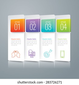La plantilla de diseño infográfico se puede utilizar para diseño de flujo de trabajo, diagrama, opciones de número, diseño web. Concepto de negocio infográfico con 4 opciones, partes, pasos o procesos. Antecedentes abstractos.