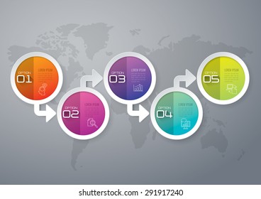 Infographic design template can be used for workflow layout, diagram, number options, web design. Infographic business concept with 5 options, parts, steps or processes. Abstract background.