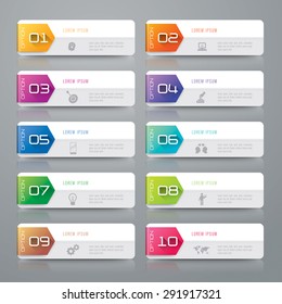 Infographic design template can be used for workflow layout, diagram, number options, web design. Infographic business concept with 10 options, parts, steps or processes. Abstract background.