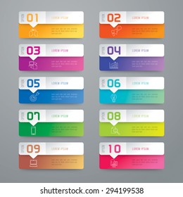 Infographic design template can be used for workflow layout, diagram, number options, web design. Infographic business concept with 10 options, parts, steps or processes. Abstract background.