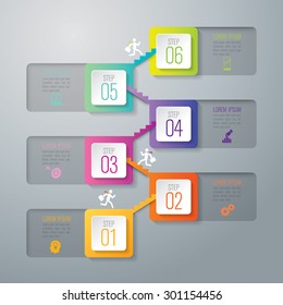Infographic design template can be used for workflow layout, diagram, number options, web design. Infographic business concept with 6 options, parts, steps or processes. Abstract background.