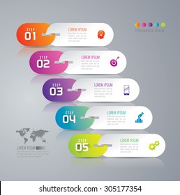 Infographic design template can be used for workflow layout, diagram, number options, web design. Infographic business concept with 5 options, parts, steps or processes. Abstract background.