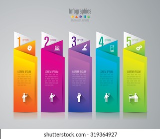 Infographic design template can be used for workflow layout, diagram, number options, web design. Infographic business concept with 5 options, parts, steps or processes. Abstract background.