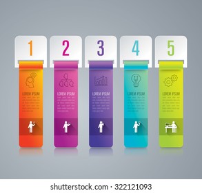 Infographic design template can be used for workflow layout, diagram, number options, web design. Infographic business concept with 5 options, parts, steps or processes. Abstract background.