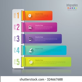 Infographic design template can be used for workflow layout, diagram, number options, web design. Infographic business concept with 5 options, parts, steps or processes. Abstract background.