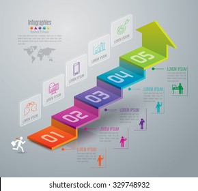 Infographic design template can be used for workflow layout, diagram, number options, web design. Infographic business concept with 5 options, parts, steps or processes. Abstract background.
