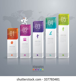 Infographic design template can be used for workflow layout, diagram, number options, web design. Infographic business concept with 5 options, parts, steps or processes. Abstract background.