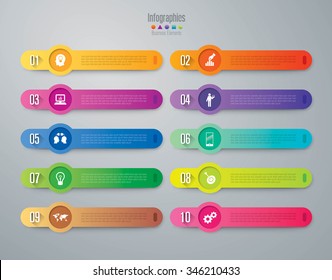 Infographic design template can be used for workflow layout, diagram, number options, web design. Infographic business concept with 10 options, parts, steps or processes. Abstract background.