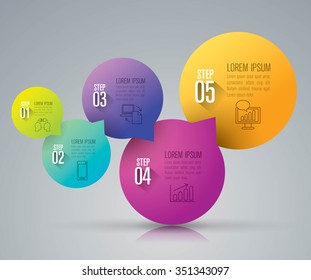 Infographic design template can be used for workflow layout, diagram, number options, web design. Infographic business concept with 5 options, parts, steps or processes. Abstract background.